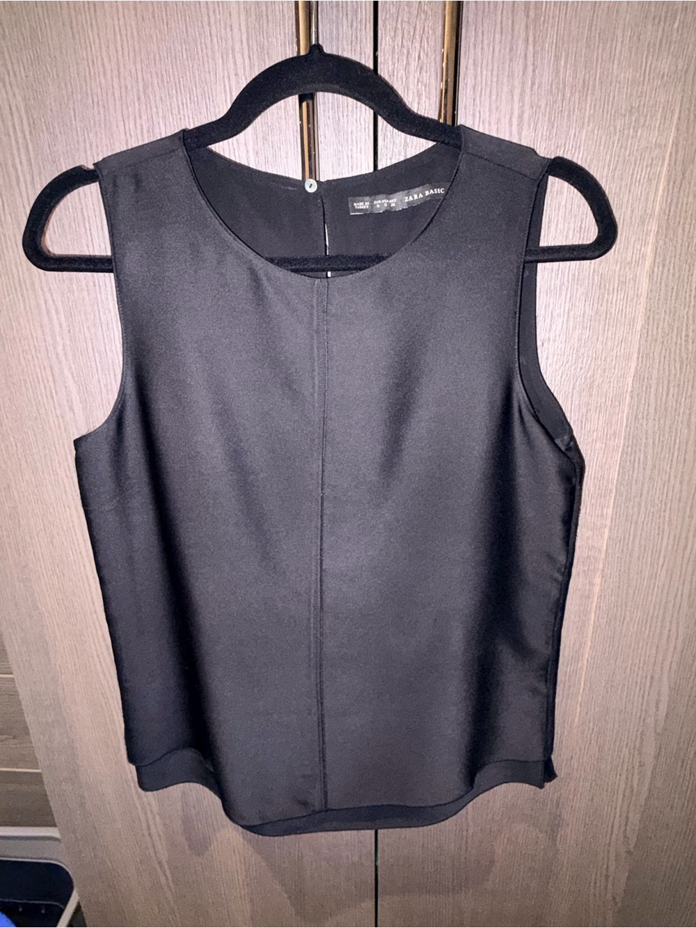 Zara Black Round-Neck Sleeveless Shell